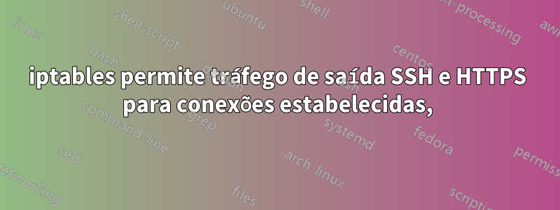 iptables permite tráfego de saída SSH e HTTPS para conexões estabelecidas,