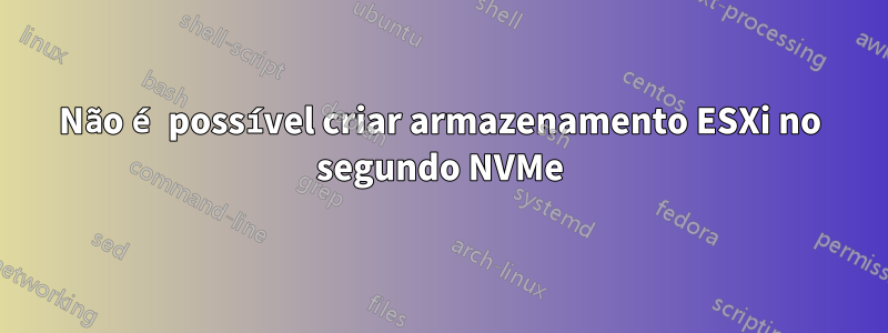 Não é possível criar armazenamento ESXi no segundo NVMe