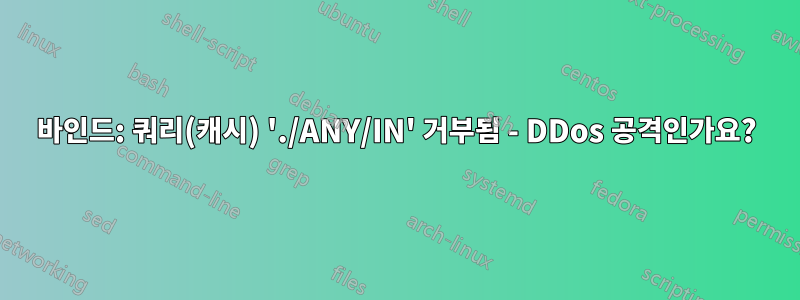 바인드: 쿼리(캐시) './ANY/IN' 거부됨 - DDos 공격인가요?