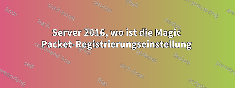 Server 2016, wo ist die Magic Packet-Registrierungseinstellung