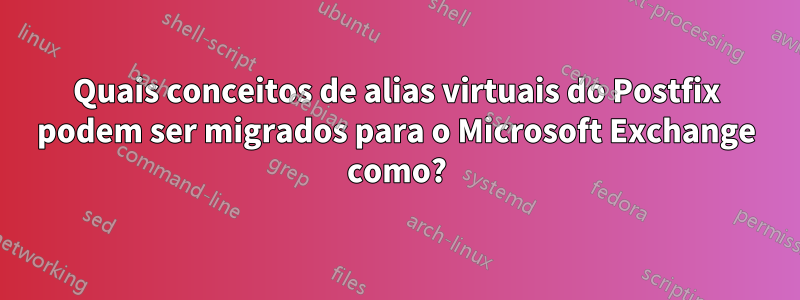 Quais conceitos de alias virtuais do Postfix podem ser migrados para o Microsoft Exchange como?