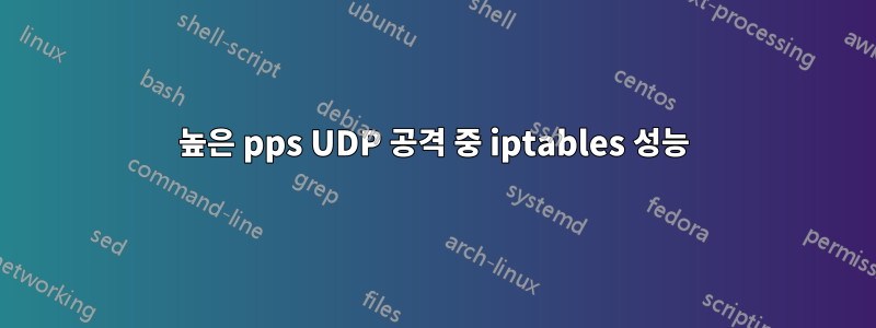 높은 pps UDP 공격 중 iptables 성능