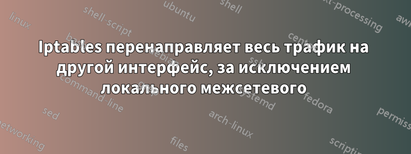 Iptables перенаправляет весь трафик на другой интерфейс, за исключением локального межсетевого