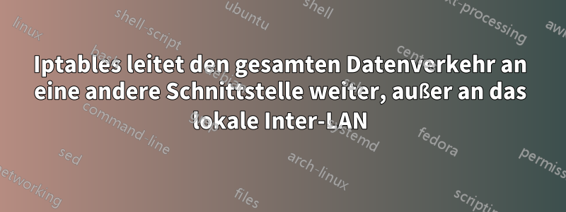 Iptables leitet den gesamten Datenverkehr an eine andere Schnittstelle weiter, außer an das lokale Inter-LAN
