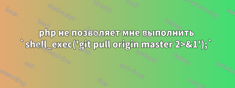 php не позволяет мне выполнить `shell_exec('git pull origin master 2>&1');`