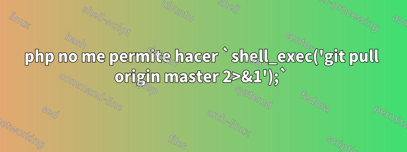 php no me permite hacer `shell_exec('git pull origin master 2>&1');`