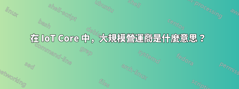 在 IoT Core 中，大規模營運商是什麼意思？