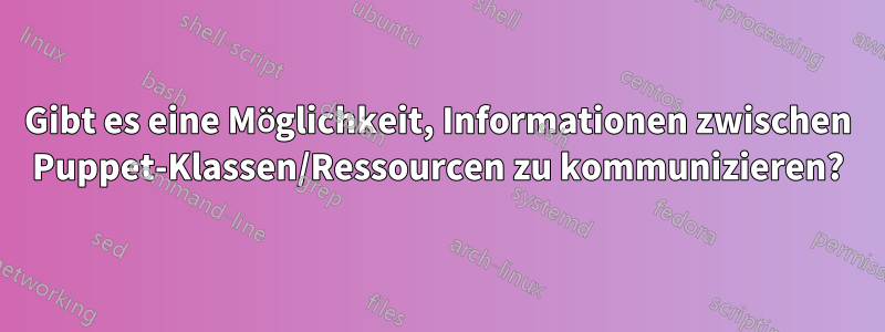 Gibt es eine Möglichkeit, Informationen zwischen Puppet-Klassen/Ressourcen zu kommunizieren?