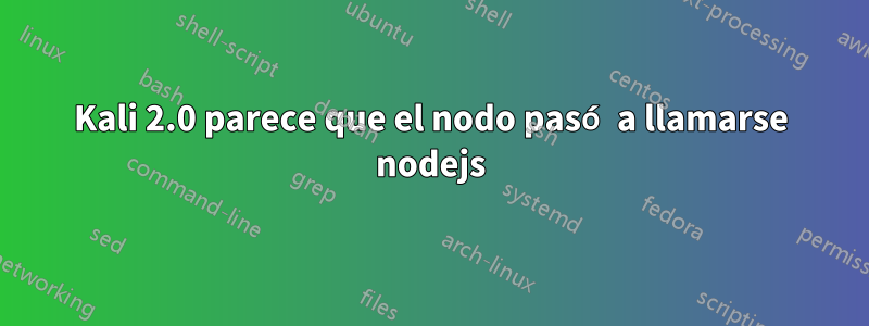 Kali 2.0 parece que el nodo pasó a llamarse nodejs