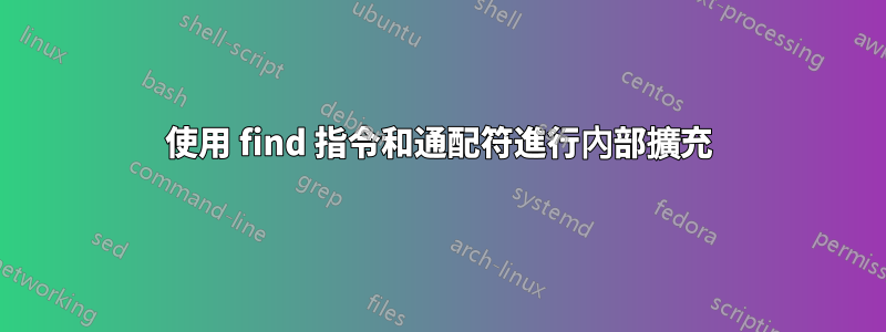 使用 find 指令和通配符進行內部擴充