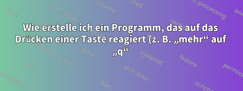 Wie erstelle ich ein Programm, das auf das Drücken einer Taste reagiert (z. B. „mehr“ auf „q“)
