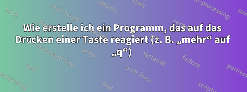 Wie erstelle ich ein Programm, das auf das Drücken einer Taste reagiert (z. B. „mehr“ auf „q“) 