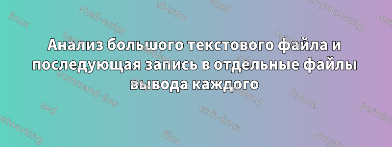 Анализ большого текстового файла и последующая запись в отдельные файлы вывода каждого