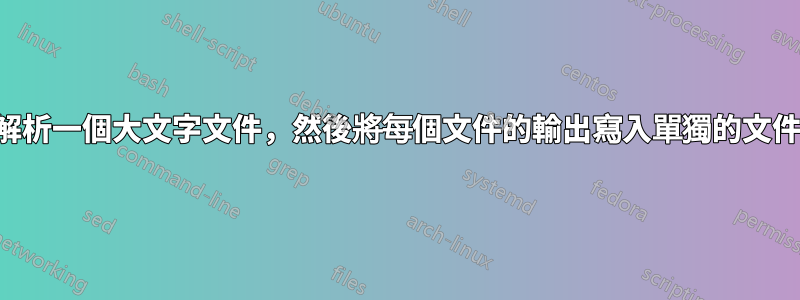 解析一個大文字文件，然後將每個文件的輸出寫入單獨的文件