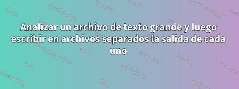 Analizar un archivo de texto grande y luego escribir en archivos separados la salida de cada uno