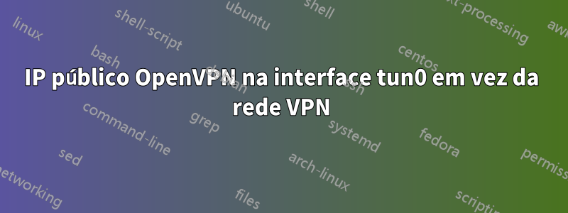 IP público OpenVPN na interface tun0 em vez da rede VPN