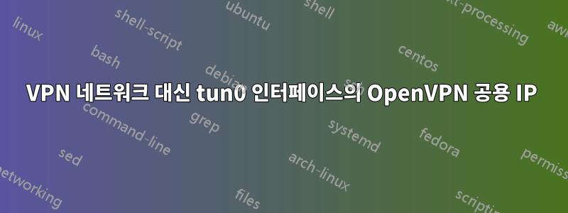 VPN 네트워크 대신 tun0 인터페이스의 OpenVPN 공용 IP