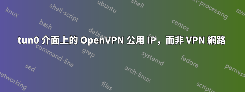 tun0 介面上的 OpenVPN 公用 IP，而非 VPN 網路