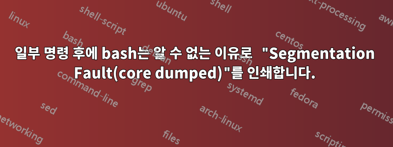 일부 명령 후에 bash는 알 수 없는 이유로 "Segmentation Fault(core dumped)"를 인쇄합니다.