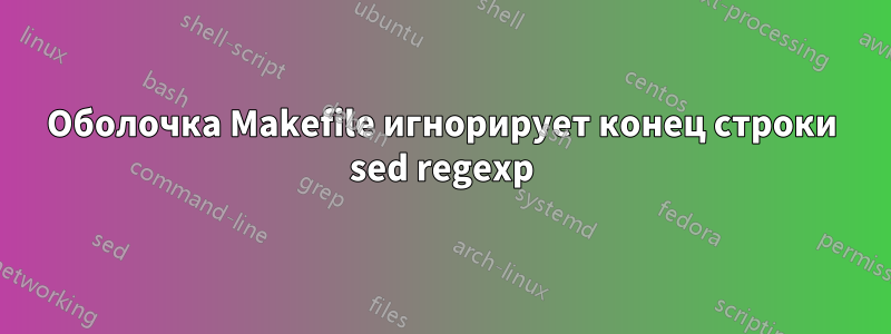 Оболочка Makefile игнорирует конец строки sed regexp