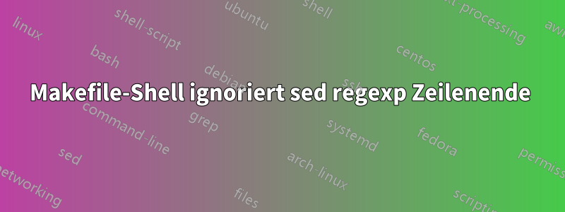 Makefile-Shell ignoriert sed regexp Zeilenende