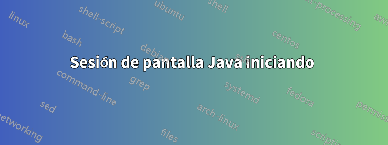 Sesión de pantalla Java iniciando