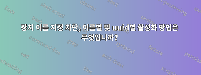 장치 이름 지정 차단, 이름별 및 uuid별 활성화 방법은 무엇입니까?