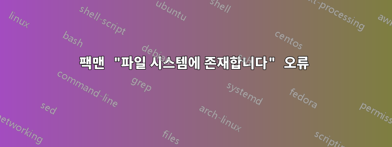 팩맨 "파일 시스템에 존재합니다" 오류