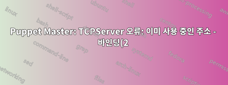 Puppet Master: TCPServer 오류: 이미 사용 중인 주소 - 바인딩(2) - WEBrick 1.3.1