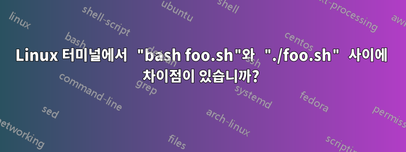 Linux 터미널에서 "bash foo.sh"와 "./foo.sh" 사이에 차이점이 있습니까?