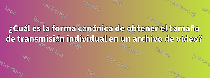 ¿Cuál es la forma canónica de obtener el tamaño de transmisión individual en un archivo de video?