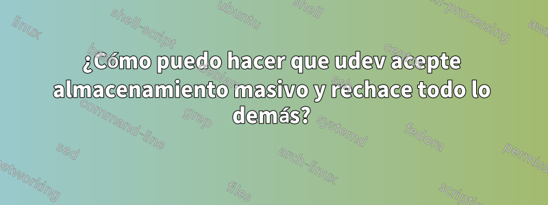 ¿Cómo puedo hacer que udev acepte almacenamiento masivo y rechace todo lo demás?