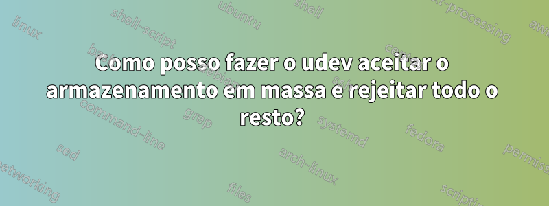 Como posso fazer o udev aceitar o armazenamento em massa e rejeitar todo o resto?