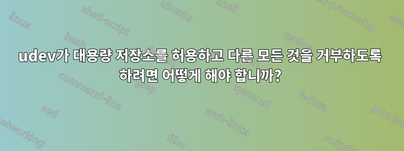 udev가 대용량 저장소를 허용하고 다른 모든 것을 거부하도록 하려면 어떻게 해야 합니까?