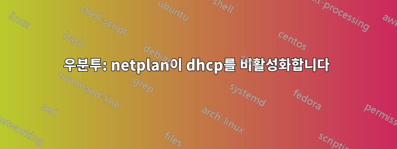 우분투: netplan이 dhcp를 비활성화합니다