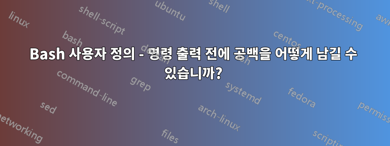 Bash 사용자 정의 - 명령 출력 전에 공백을 어떻게 남길 수 있습니까?