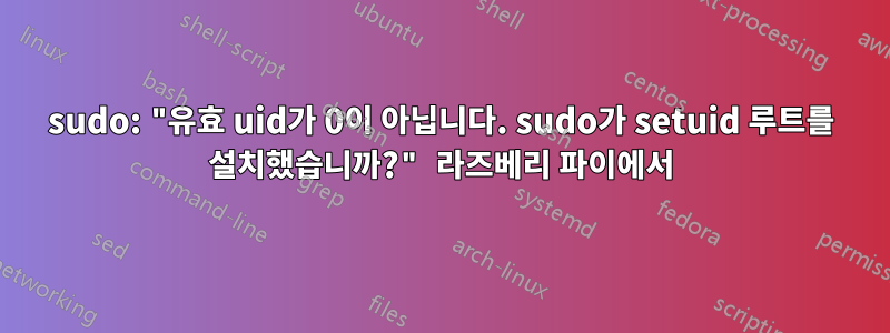 sudo: "유효 uid가 0이 아닙니다. sudo가 setuid 루트를 설치했습니까?" 라즈베리 파이에서