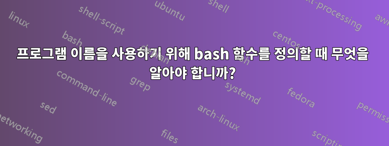 프로그램 이름을 사용하기 위해 bash 함수를 정의할 때 무엇을 알아야 합니까?