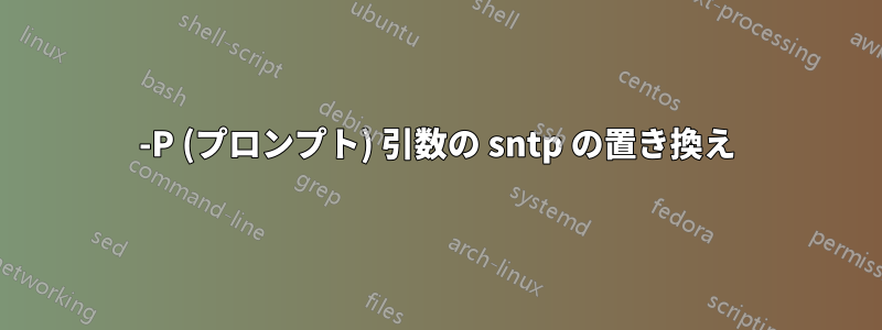 -P (プロンプト) 引数の sntp の置き換え