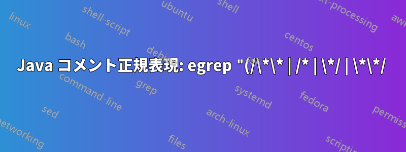 Java コメント正規表現: egrep "(/\*\* | /* | \*/ | \*\*/)" text.txt
