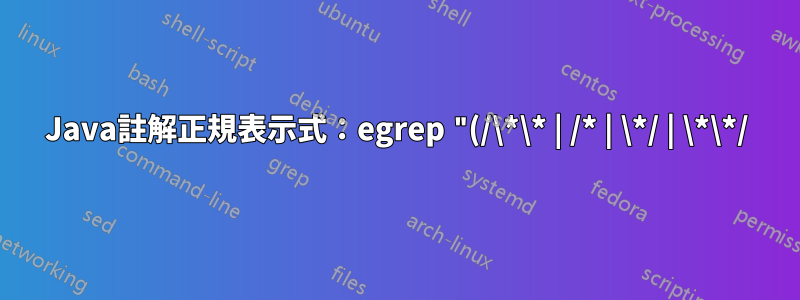 Java註解正規表示式:egrep "(/\*\* | /* | \*/ | \*\*/)" text.txt