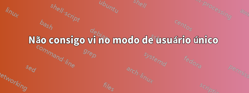 Não consigo vi no modo de usuário único