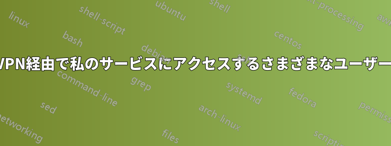 VPN経由で私のサービスにアクセスするさまざまなユーザー