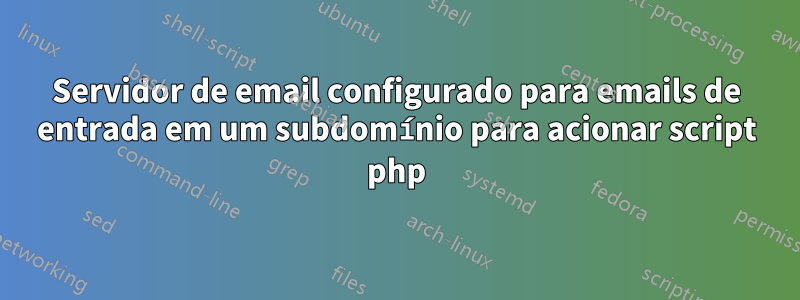 Servidor de email configurado para emails de entrada em um subdomínio para acionar script php