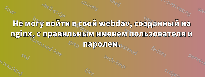 Не могу войти в свой webdav, созданный на nginx, с правильным именем пользователя и паролем.