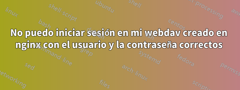 No puedo iniciar sesión en mi webdav creado en nginx con el usuario y la contraseña correctos