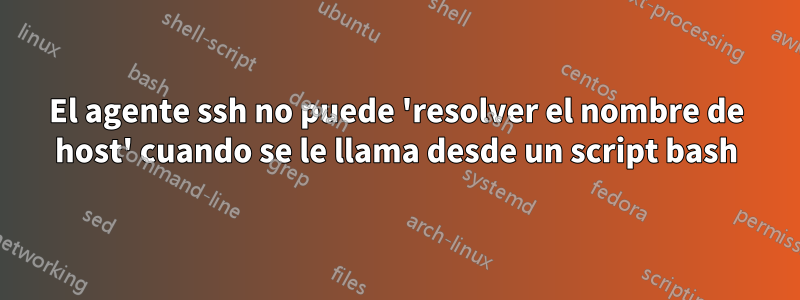 El agente ssh no puede 'resolver el nombre de host' cuando se le llama desde un script bash
