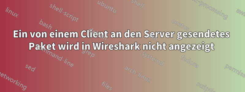 Ein von einem Client an den Server gesendetes Paket wird in Wireshark nicht angezeigt
