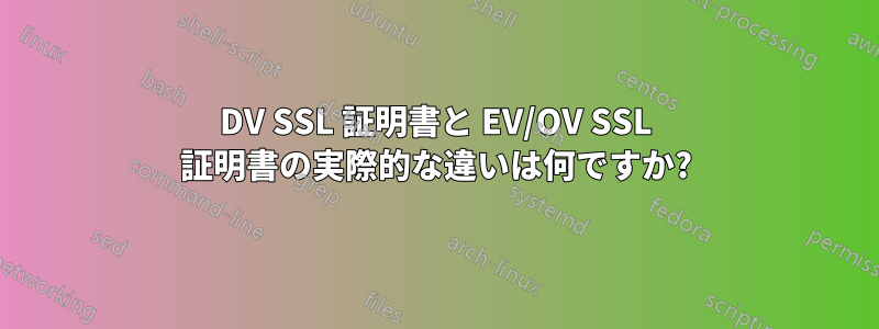 DV SSL 証明書と EV/OV SSL 証明書の実際的な違いは何ですか?