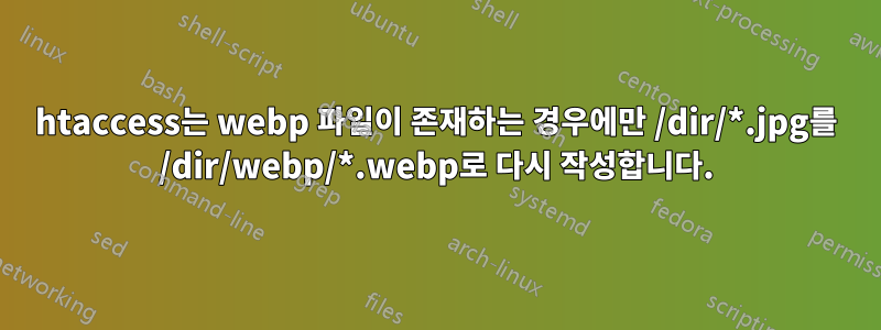 htaccess는 webp 파일이 존재하는 경우에만 /dir/*.jpg를 /dir/webp/*.webp로 다시 작성합니다.